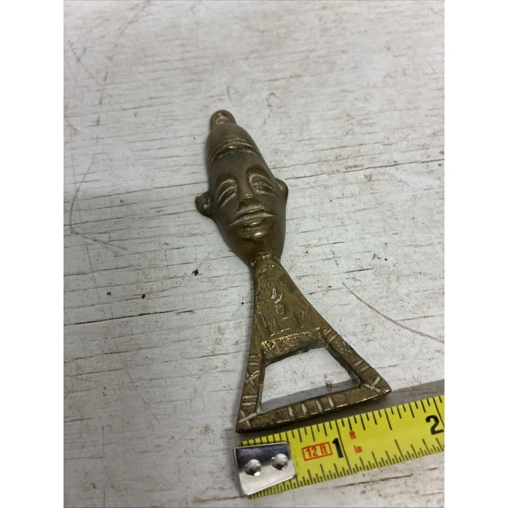 Vintage African Tribal Bottle Opener BRASS Vintage Small Figural
